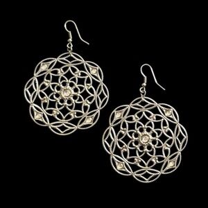 Express Silver Crystal Filagree Dangle Earrings